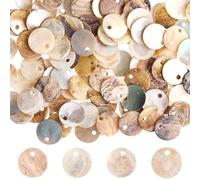 Beebeecraft 1 Box 240Pcs Flat Round Shell Coin Charm Mother of Pearl Discs Coin Beads Nature Round Shell Pieces for Jewelry Making Earrings Pendants DIY Brown White