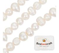 Beebeecraft 1 Box 24Pcs/Strand Natural Cultured Freshwater Pearl Beads 7~8.5mm Potato Round Irregular White Loose Pearl Beads for Summer Jewellery Making Bracelet Necklace Craft (Hole: 0.5mm)