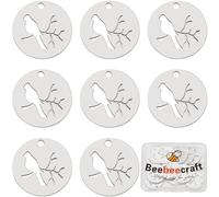 Beebeecraft 1 Box 25Pcs Bird Charms Metal Flat Round Hollow Pigeon Animal 304 Stainless Steel Charms for Jewelry Making Diy Bracelets Necklace Key Chain Crafts Supplies Accessories 20x1.1mm