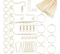 Beebeecraft 1 Box 260Pcs Earring Making Supplies Kit 18K Gold Plated 316 Surgical/304 Stainless Steel Fish Earring Hooks Earwires Eye Pins Ball Head Pins with 100pcs Jump Rings for Jewelry Making