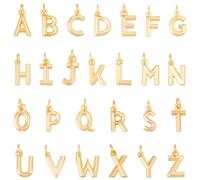 Beebeecraft 1 Box 26Pcs Real 18K Gold Plated Letter Charms Bulk Metal Alphabet A-Z Initial Pendants with Jump Rings for Earrings Necklaces Bracelet Keychains Choker Jewellery Making DIY Crafts Gifts