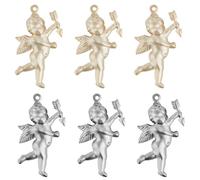 Beebeecraft 1 Box 28Pcs Cupid Charms Stainless Steel Golden Silver Guardian Angel Cherub Pendants Charms Craft Supplies for Valentine's Gifts DIY Jewelry Making