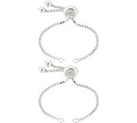 Beebeecraft 1 Box 2Pcs 925 Sterling Silver Adjustable Slider Bracelet Chain Italian Ball Bead End Chains with Stop Beads and Loop for Jewellery Bracelets Making