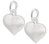Beebeecraft 1 Box 2Pcs Heart Charms for Jewelry Making 925 Sterling Silver Puffy 3D Heart Love Charms with Jump Ring DIY Earring Bracelet Pendant