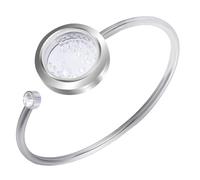 Beebeecraft 1 Box 2Pcs Locket Bracelet Bangle for Women 304 Stainless Steel Open Cuff Bangles Memory Floating Charm with Glass for DIY Jewelry Making