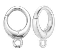 Beebeecraft 1 Box 2Pcs Spring Gate Rings 925 Sterling Silver 12mm Snap Round Spring O Ring with Hole for Keychain DIY Craft Making