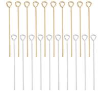 Beebeecraft 1 Box 300Pcs Eye Pins 18K Gold&925 Sterling Silver Plated Open Flat Head Bendable Eye Pins 25mm for Jewelry Making Beading Earring Bracelet Necklace DIY