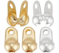 Beebeecraft 1 Box 300Pcs Open Bead Tips 18K Gold & Sterling Silver Plated Brass Fold Over Crimp Bead Tips Knot Cover for Jewellery Making Findings DIY Crafts