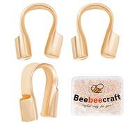 Beebeecraft 1 Box 300Pcs Wire Guardian 18K Gold Plated Brass U Shape Wire Guard Loops Thread Protector 0.6mm Hole for Jewelry Making Earring Bracelet Necklaces
