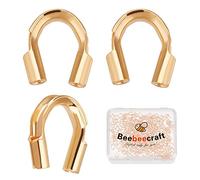 Beebeecraft 1 Box 300Pcs Wire Guardian 18K Gold Plated Brass U Shape Wire Guard Loops Thread Protector for Jewelry Making Earring Bracelet Necklaces(Hole: 0.6mm)