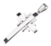 Beebeecraft 1 Box 304 Stainless Steel Cross Charms Large Solid High Polish Multi Layer Jerusalem Crucifix Charms with Pinch Clip for Jewellery Making Necklace Bracelet Accessories 5.8x3.5cm