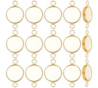 Beebeecraft 1 Box 30Pcs 20mm Tray 18K Gold Plated Stainless Steel Cabochon Connectors Settings for DIY Jewelry Making