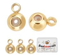 Beebeecraft 1 Box 30Pcs 6mm Hanger Links 18K Gold Plated Rondelle Bail Beads Hanger Connector Links for Bracelet Necklace Jewelry Making