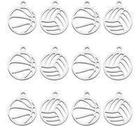 Beebeecraft 1 Box 30Pcs Basketball Charms 304 Stainless Steel Mental Mini Hollow Ball Games Volleyball Sport Charms for Jewelry Making Bracelets Necklace Key Chain Diy Crafting Supplies Accessories