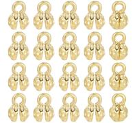 Beebeecraft 1 Box 30Pcs Crimp Bead Covers for Jewelry Making Real 14K Gold Plated Round Flower Clamshell Bead Tip Knot Covers Chain Calotte Ends for DIY Bracelets Necklaces Craft