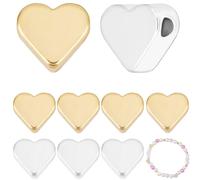 Beebeecraft 1 Box 30Pcs Heart Beads 18K Gold & 925 Sterling Silver Plated Brass Love Spacer Beads Small Hole Loose for DIY Making Bracelet Necklace