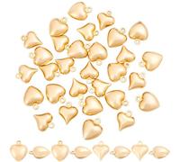 Beebeecraft 1 Box 30Pcs Heart Charms 18K Gold Plated 304 Stainless Steel 2 Styles 3D Puffy Love Shape Pendant Charm for Valentine's Jewelry Bracelets DIY Projects
