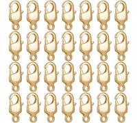 Beebeecraft 1 Box 30Pcs Lobster Claw Clasps 18K Gold Plated Lobster Fastener Hook Clasp Necklaces Metal End Connectors for DIY Jewelry Crafts Making