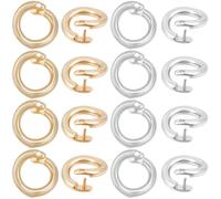 Beebeecraft 1 Box 30Pcs Locking Jump Rings 18K Gold & Sterling Silver Plated OD 7.5mm ID 4.6mm Circle Clasp Ring Connector Open End for Necklace Bracelet Keychain Jewelry Making
