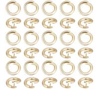 Beebeecraft 1 Box 30Pcs Locking Jump Rings for Jewellery Making 18K Gold Plated Brass OD 5.5mm ID 3mm Round Twister Open Clasp for DIY Craft