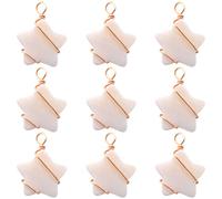 Beebeecraft 1 Box 30Pcs Natural Freshwater Shell Star Charms 18K Gold Plated Brass Eco-Friendly Copper Wire Wrapped Pentagram Pendants Christmas DIY Earring Jewellery Making