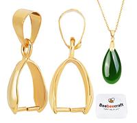 Beebeecraft 1 Box 30Pcs Pendant Pinch Bails 18K Gold Plated Ice Pick Pinch Bails Dangle Charms Clasps Pendant Connector for Necklace Jewellery Making, 16x5x4mm