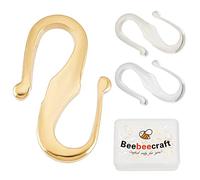 Beebeecraft 1 Box 30pcs S Hook Clasps 24K Gold & 925 Sterling Silver Plated Brass Necklace Clasp Jewellery Connector Clasp for Choker Bracelet Jewellery DIY Crafts Making