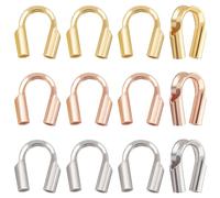Beebeecraft 1 Box 30Pcs Wire Guardian Sterling Silver 3 Colors U Shape Wire Guard Loops Thread Protector with 0.6mm Hole for Jewelry Making Earring Bracelet Necklaces