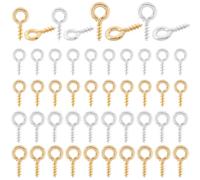 Beebeecraft 1 Box 320Pcs Screw Eye Pin Peg Bails 18K Gold & Sterling Silver Plated Brass 8/10mm Eyelet Hooks for Half Drilled Beads Jewelry Marking