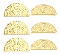 Beebeecraft 1 Box 35Pcs Flat Connector Charms 18K Gold Plated Brass Half Round Semicircle Connector Link Charms with Double Hole Textured Surface for Jewelry Making DIY Crafts Earring Necklace