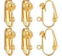 Beebeecraft 1 Box 36Pcs Clip Earring Connectors 18K Gold Plated Interchangeable Non-Pierced Clip On Earring Findings Components with Open Loop Flat Back for Jewellery Making DIY Crafts 16.5x7.5x13mm