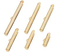 Beebeecraft 1 Box 36Pcs Slide On End Clasp 18K Gold Plated 6 Size Tubes Slider End Caps Crimp End Tube for Necklace Bracelet Jewellery Making