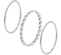 Beebeecraft 1 Box 3Pcs 925 Sterling Silver Knuckle Rings High Polished Minimalist Stackable Plain Thin Stacking Midi Pinky Thumb Twist Rope Texture Finger Band Ring for Jewelry Rings Wedding Women Men