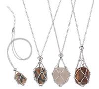 Beebeecraft 1 Box 3Pcs Crystal Holder Necklaces 304 Stainless Steel Silver Adjustable Empty Stone Charm Necklace Cages for Jewelry Making Diy Pendant Birthday Valentine's Day Gifts 45/60/70cm
