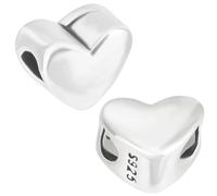 Beebeecraft 1 Box 3Pcs Heart Bead Charms Thailand Sterling Silver Plated 925 Sterling Sliver Heart Spacer Beads Valentine's Day Love Hearts Loose Beads for Jewelry Making Bracelets Beading Necklaces