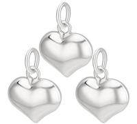 Beebeecraft 1 Box 3Pcs Puffy Heart Charms 925 Sterling Silver Smooth Surface Love Heart 3D Charms with Jump Ring for Jewelry Making DIY Earring Bracelet Necklace