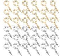 Beebeecraft 1 Box 400Pcs Small Screw Eye Pins 304 Stainless Steel 10mm Eyelets Threaded Clasps Hooks for Half Drilled Beads Jewelry Making DIY (Gold, Silver)