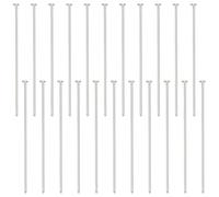 Beebeecraft 1 Box 40Pcs 925 Sterling Silver Flat Head Pins 25mm/1in Jewellery Flat Headed Wire Pins for DIY Pendant Making Findings (Tray: 1.5mm)