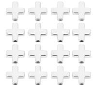 Beebeecraft 1 Box 40Pcs Cross Beads Real Platinum Plated Brass Crucifix Cross Beads 8x8mm Loose Beads for Jewelry Making Bracelets Necklace Earring Anklet