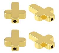Beebeecraft 1 Box 40Pcs Cross Spacer Beads 6.8x5.2x1.1cm Small 18K Gold Plated Brass Holy Easter Crucifix Beads for Jewelry Making Beading Pendants Necklaces Earrings Diy Crafts (Hole:1.2mm)