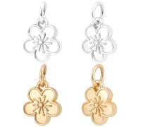Beebeecraft 1 Box 40Pcs Flower Charm Plating Alloy 2 Colors Peach Blossom Dangle Charm Pendants with Jump Rings for DIY Jewellery Making (10.5x12x3.5mm)
