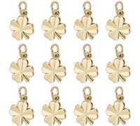 Beebeecraft 1 Box 40Pcs Four Leaf Clover Charm 18K Gold Plated Small 9x11mm Good Luck Gold Shamrock Charms with Jumping Ring for St. Parik's Day Jewellery Making DIY Crafts