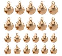 Beebeecraft 1 Box 40Pcs Jingle Bell Charms 18K Gold Plated Brass Mini Christmas Jingle Sleigh Bell for Christmas Festival Decor Bracelet Necklace DIY Craft Jewelry Making (10/6mm/0.39/0.23in)