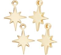 Beebeecraft 1 Box 40Pcs North Star Charms 18K Gold Plated Small Flat Star Pendant Charm for Jewelry Making DIY Crafts
