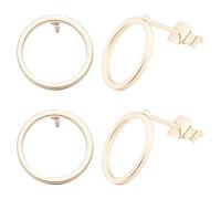 Beebeecraft 1 Box 40Pcs Round Halo Earring 18K Gold Plated Brass Hollow Circle Stud Earring with Ear Nuts for Jewelry Making Earring DIY Crafts