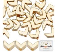 Beebeecraft 1 Box 40Pcs Spacer Beads 24K Gold Plated Loose Smooth Geometric Tila Arrow Beads Connectors for Jewelry Making Necklace Bracelet DIY Crafts