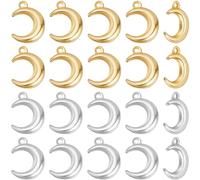 Beebeecraft 1 Box 48Pcs Crescent Moon Charm Bulk 24K Gold & 925 Sterling Silver Plated Celestial Moon Dangle Charms for Jewelry Making Supplies DIY Necklaces Bracelets Earrings Hanging Crafts Gifts