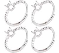 Beebeecraft 1 Box 4Pcs Prong Ring Blanks for Jewelry Making Sterling Silver Plated Brass Oval Twist Wrap 4 Claw Ring Blanks Adjustable Ring Settings Finger Rings Components for Diy Crafting Supplies