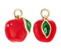 Beebeecraft 1 Box 4Pcs Red Apple Charms 18K Gold Plated Enamel Food Fruit School Teacher 3D Miniature Charms Connector with Jumping Ring for DIY Craft Jewellery Making Hole: 2.8mm
