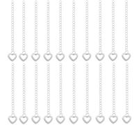 Beebeecraft 1 Box 50 Strands Bracelet Chain Extender 304 Stainless Steel Extender Chain with Hollow Heart Charm Silver End Chain Extension Tails for Jewelry Making Necklace Bracelet DIY Crafts (60mm)